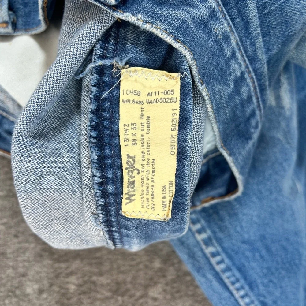 VTG Wrangler Cowboy Cut Mens‎ Jeans 38x33 Fit 38x31 Distressed Paint Splat 80s